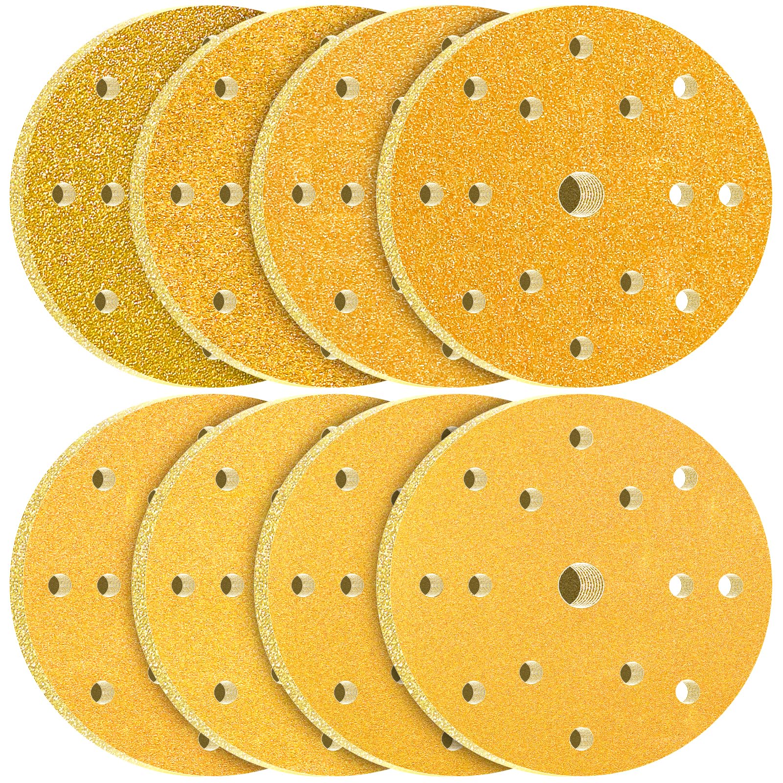 KONGMING 80 Pcs 150mm Sanding Discs Grit 40 60 80 120 180 240 320 400 Hook and Loop 15 Hole for Random Orbital Sander