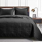 Love's cabin Quilts for Queen Bed Black Bedspreads - Soft Bed Fall Lightweight Bedspread Comforter - Modern Style Coin Pattern Coverlet for All Season - 3 Pieces (1 Quilt, 2 Pillow Shams)
