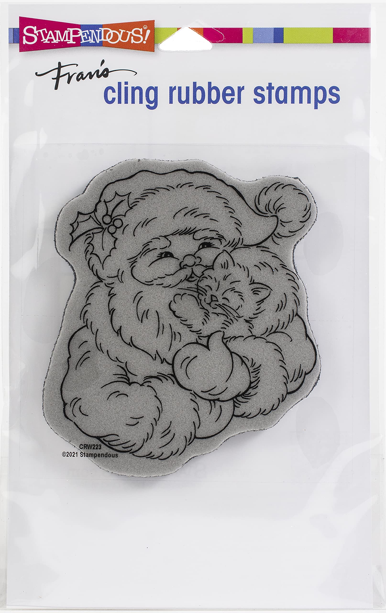 STAMPENDOUS Cling Santa Kitten Rubber Stamp