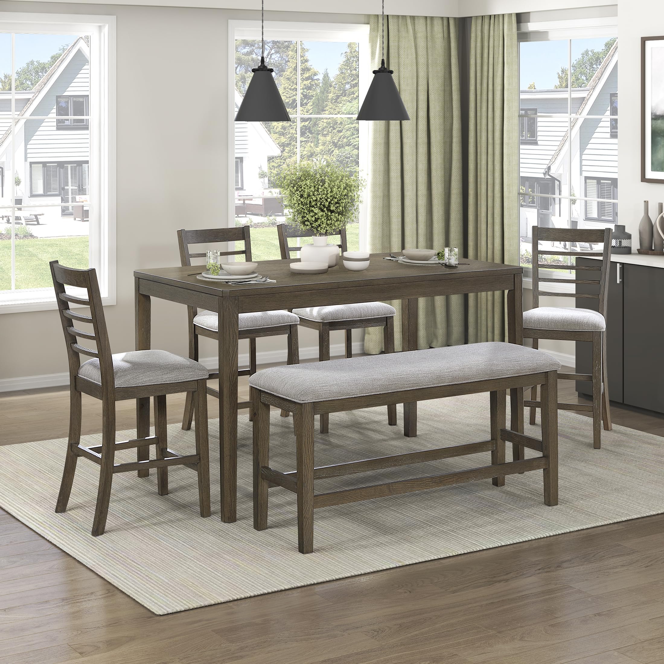 Lexicon 6 Piece Counter Height Dining Table Set, Wooden Counter Height ...