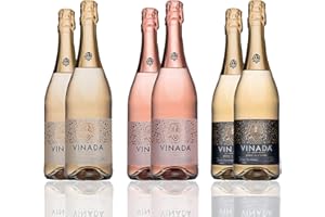 VINADA - Crispy Chardonnay, Sparkling Gold, Rosé Variety Pack - Zero Alcohol Wine - 750 ml (6 Glass Bottles)