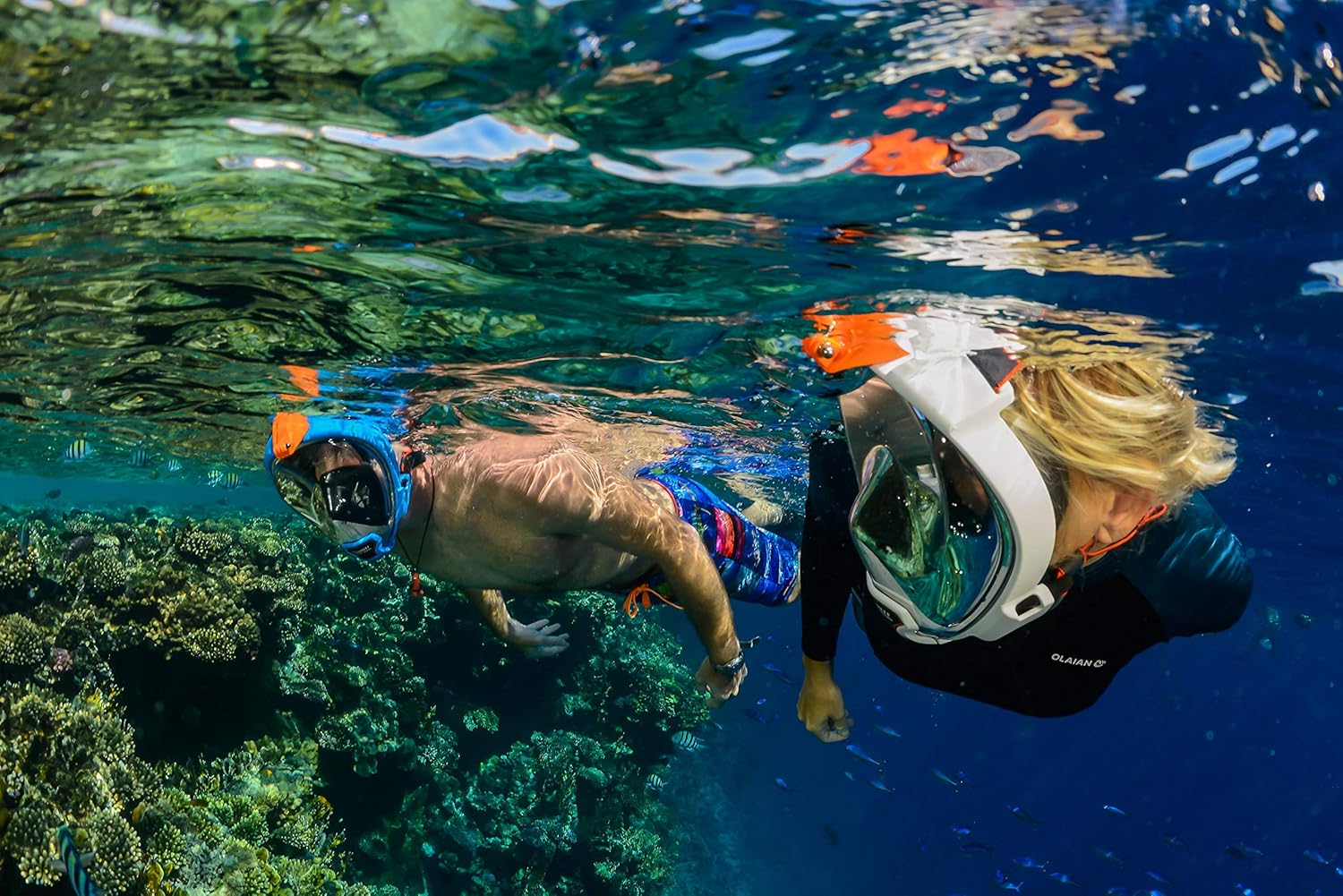 OCEAN REEF - Aria QR + Quick Release Snorkeling Mask - Full Face Snorkeling Mask - 180 Degree Underwater Vision - 5 Different Colors and 3 Sizes : Sports & Outdoors