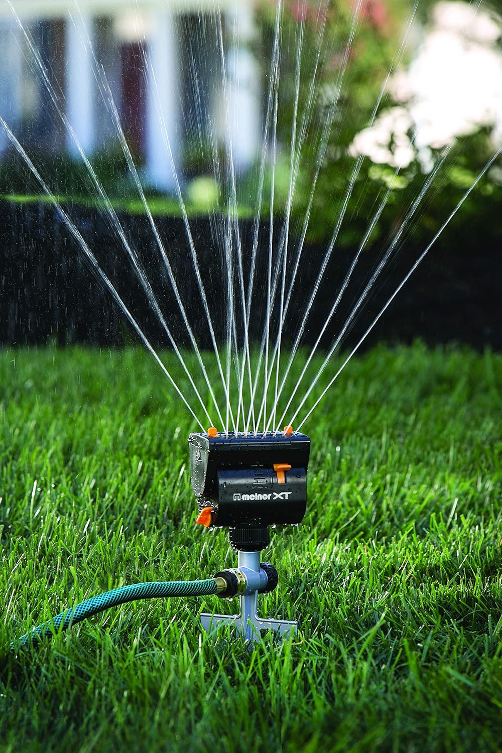 Melnor 65031-AMZ MiniMax Turbo Oscillating Sprinkler on Step Spike with QuickConnect Product Adapter Set, Black, Yellow : Garden & Outdoor