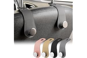 JESTOP Car Headrest Hooks, 2 Pack Leather Car Seat Storage Hanger for Purses Bags, Stylish Car Seat Organizer Hooks for Handbag Coat Umbrellas, Car Inside Accessories, Gray