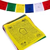 Handmade Nepalese Prayer Flags - Set Of 25 Large 10x11 Inch Flags, 5 Traditional Element Colors, White Tara Design - View #2