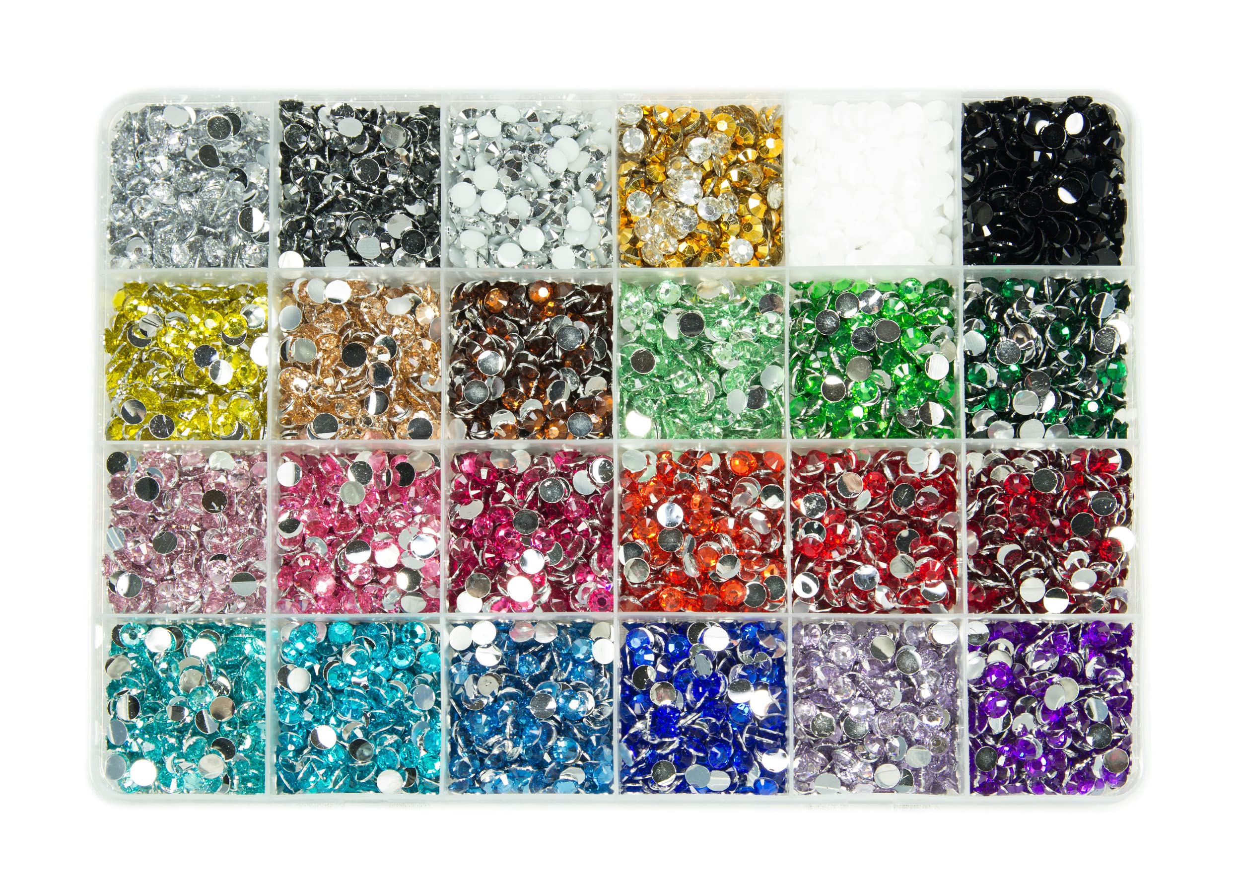 Box of 24 Normal Colours 5mm 7200pcs Flat Back Pearl Beads Crystal Diamantes for Nail Art & Craft Scrapbooking Embellishments