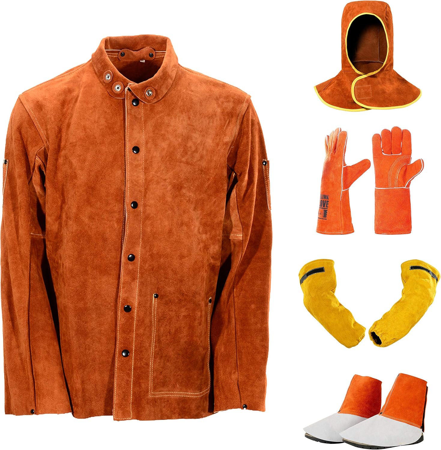 Leather Welding Jacket + Welding Gloves + Welding Sleeves