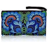 Sabai Jai - Floral Embroidered Boho Clutch - Handmade Ethnic Flower Wristlet Purse