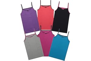 Buyless Fashion Girls Tank Tops - Sleeveless Cami Tanks Cotton Undershirts for Dance Gymnastics, Kids & Toddler Size (6 Pack)