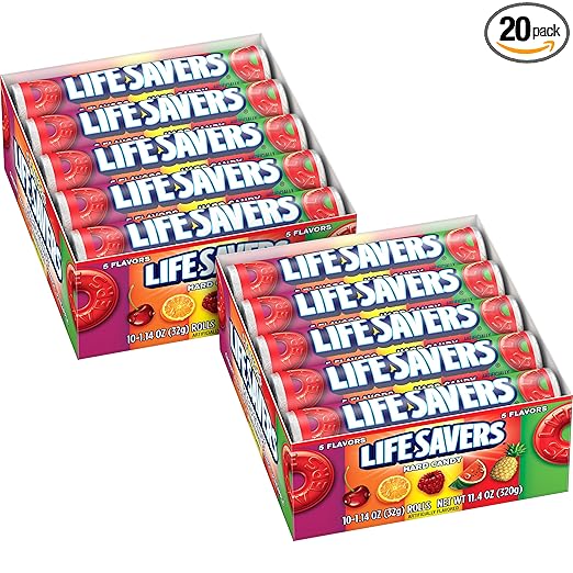 Life Savers 5 Flavors Hard Candy Rolls, (Pack of 20)