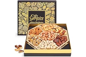 EMPIRE DELIGHTS Nuts Gift Basket - Gourmet Nut Mix Gift Box, 7 Section Snack Basket with Assorted Nuts, Premium Nut Mix, Thoughtful Gifts for Holidays, Birthdays and Special Occasions