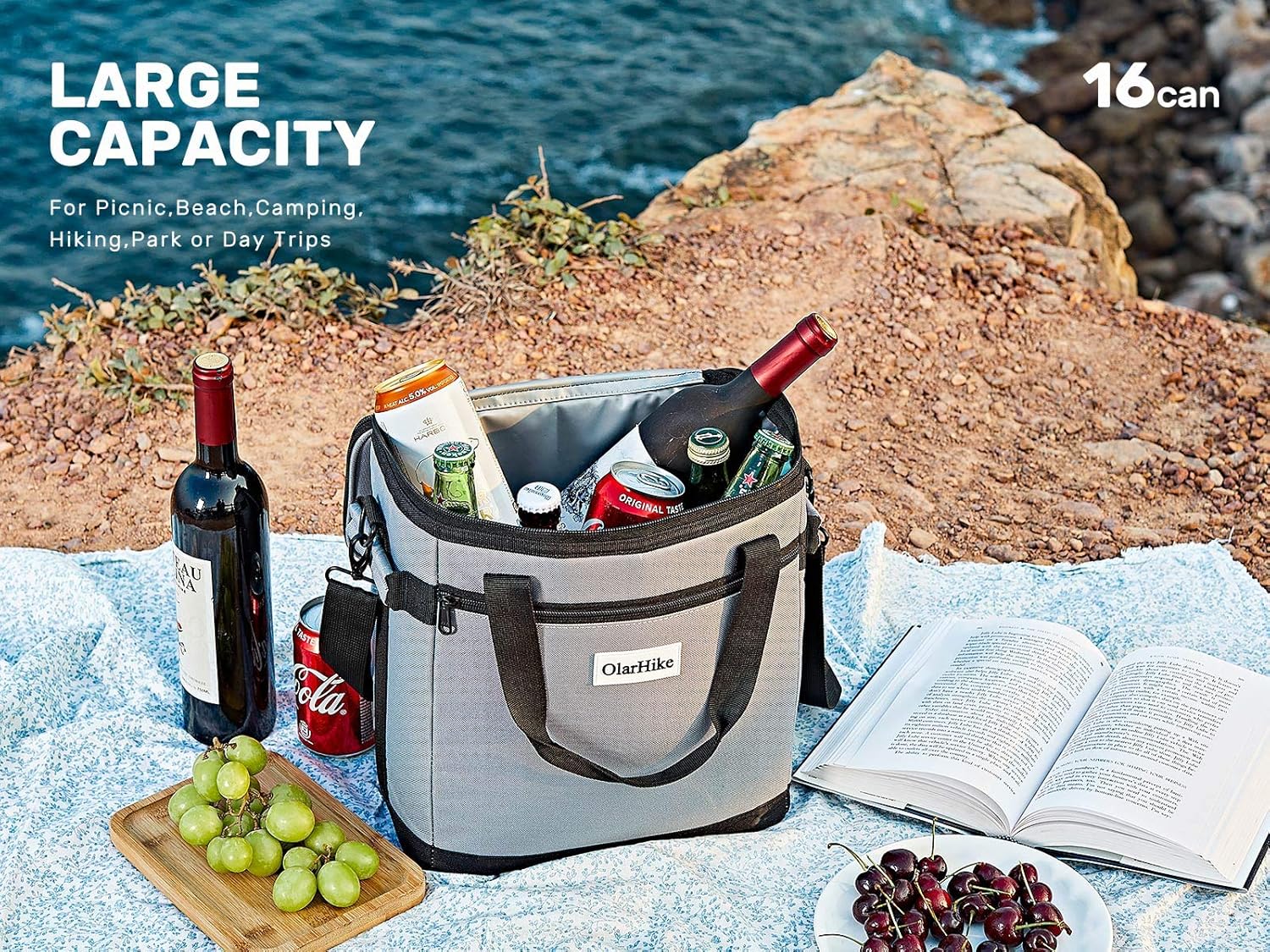 OlarHike Cooler Bag Lunch Bag, Collapsible and Insulated Lunch Box Leakproof Cooler Bag for Camping, Picnic, BBQ : Sports & Outdoors