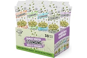 URBANI Far Field Crunchy Edamame Beans, 30 Single Serve Snacks, 11 g Protein per Bag, Variety Pack, Roasted Salty Snacks, Low Calorie, Healthy Snack for Kids & Adults, Office Snacks, 30 bags x 26 g