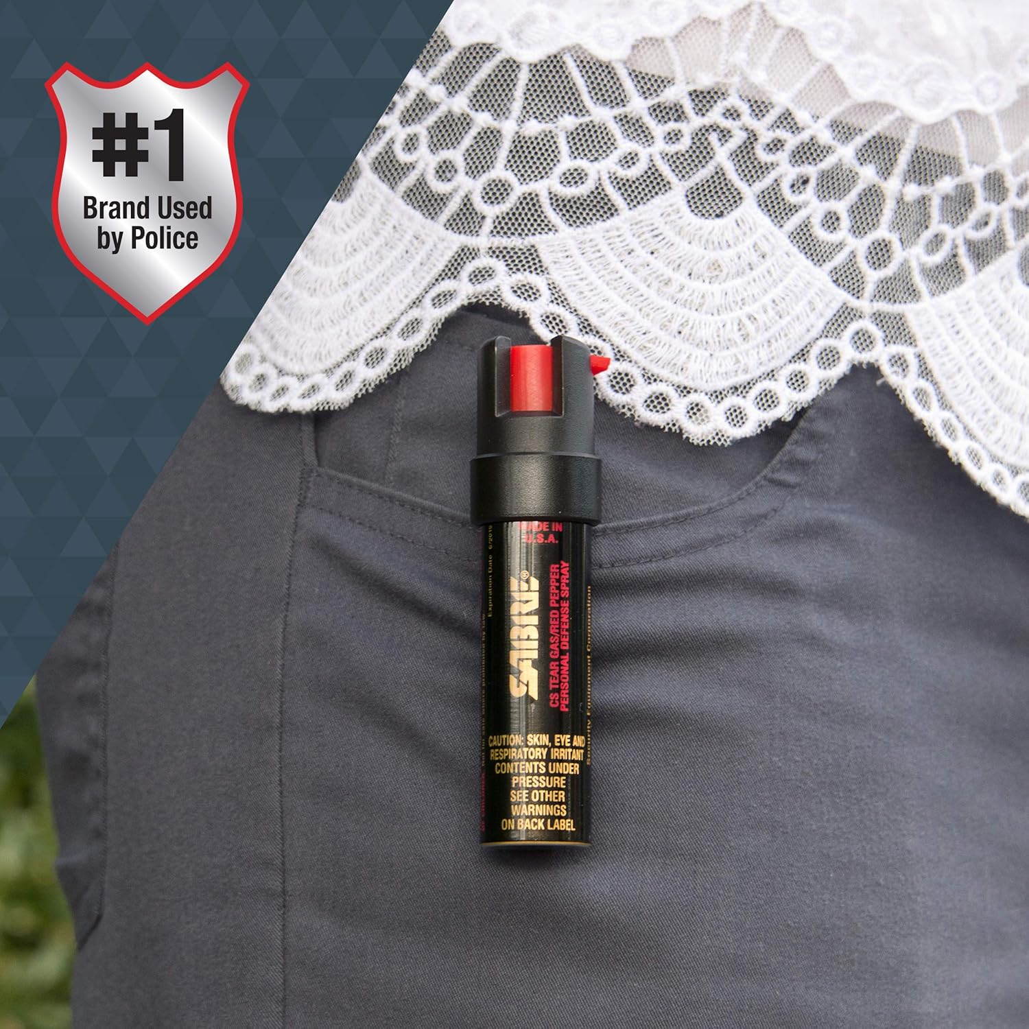 SABRE ADVANCED Compact Pepper Spray with Clip – 3-in-1 Formula (Pepper Spray, CS Tear Gas & UV Marking Dye), Police Strength Self Defense Spray, 10-Foot (3 m) Range, 35 Bursts – Easy Access Belt Clip : Camping First Aid And Safety Equipment : Sports & Outdoors
