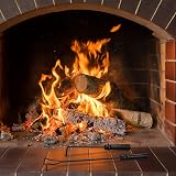 Relaxdays Fire Poker Set 2pc Steel Ash Scraper Fireplace Stove Grill Bowl Black view 2