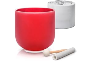 ALIOTH 6 inch Red C Note Crystal Singing Bowl Third Eye Chakrawith Carry Case Bag and Singing Bowl Stick