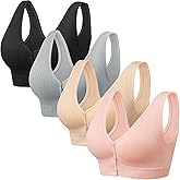 Angelhood Front Close Wireless Bras for Women, Smoothing Padded Bralette, Comfortable Snap Closing Bras, 4 Pack
