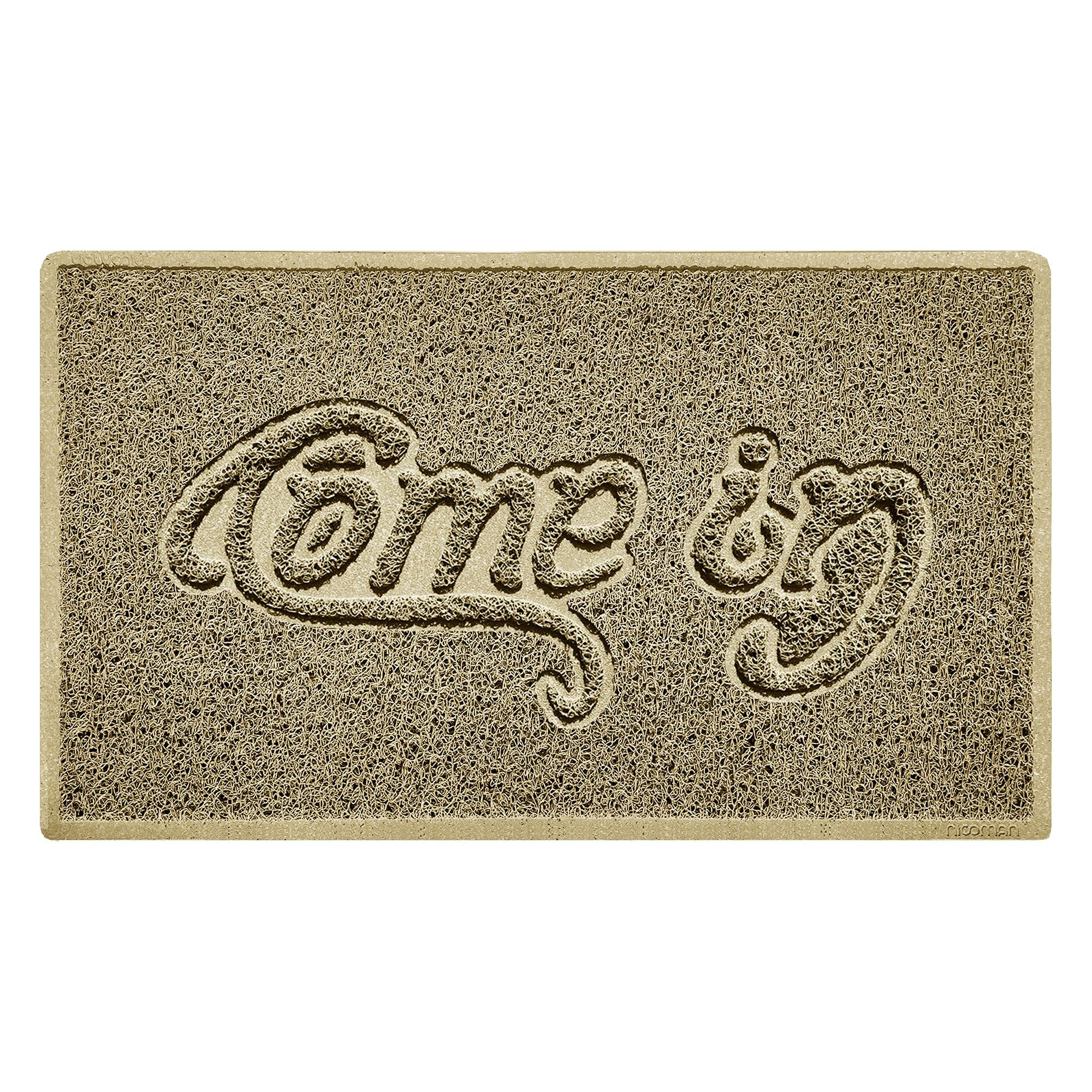 Nicoman COME-IN Embossed Shape Door Mat Dirt-Trapper Washable Barrier Doormat-(Use Indoor or Sheltered Outdoor)-(75x44cm/29.5x17.3inches,Medium) Beige