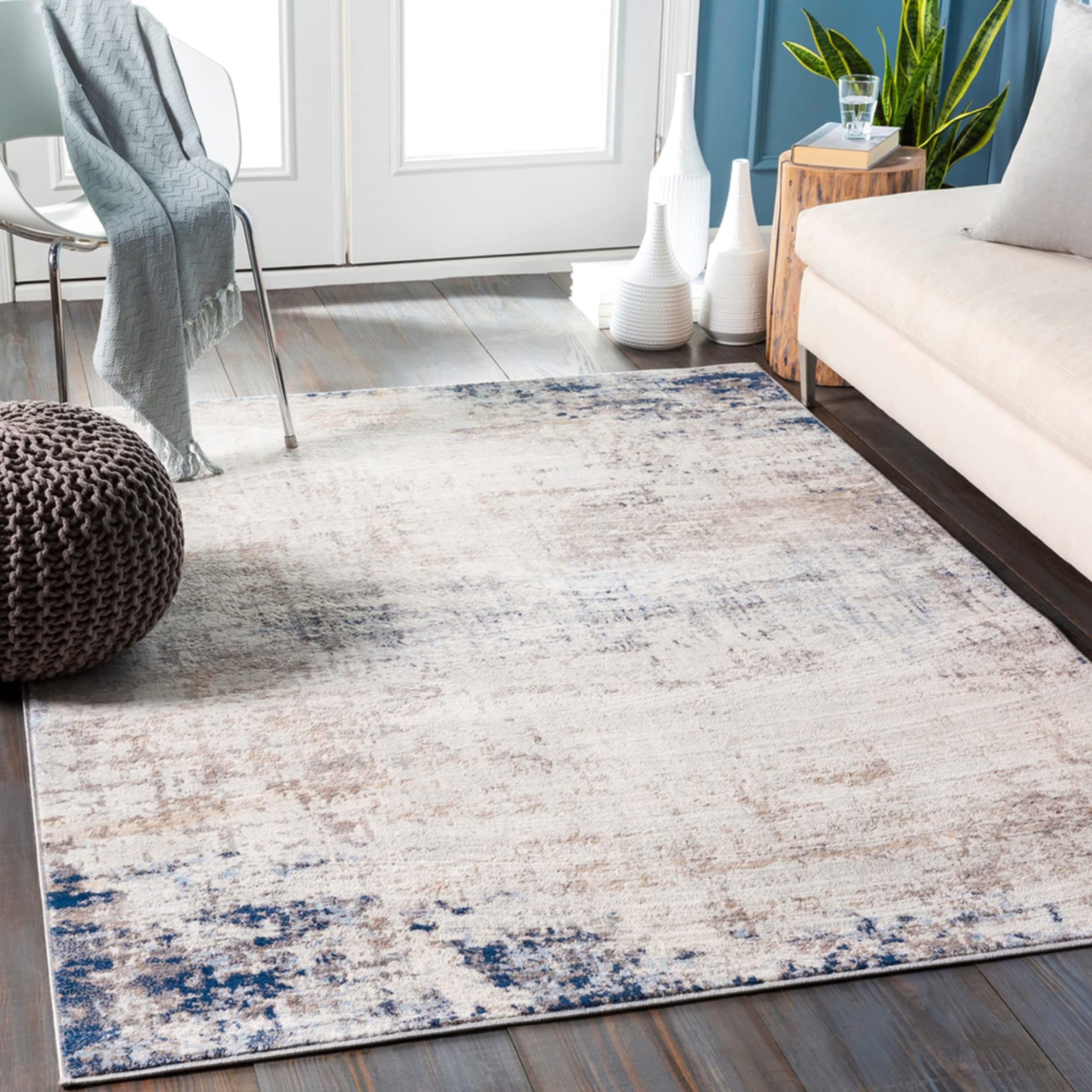 Livabliss Alix Utrecht Abstract Carpet Runner 80x150 cm, Modern Marble Design for Hallway, Living Room & Dining Area, Soft Luxurious Pile, Ivory Grey Blue
