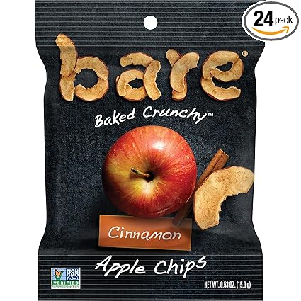 Amazon Com Bare Natural Apple Chips Cinnamon Gluten Free Baked Snack Size Bag 0 53 Oz Pack Of 24