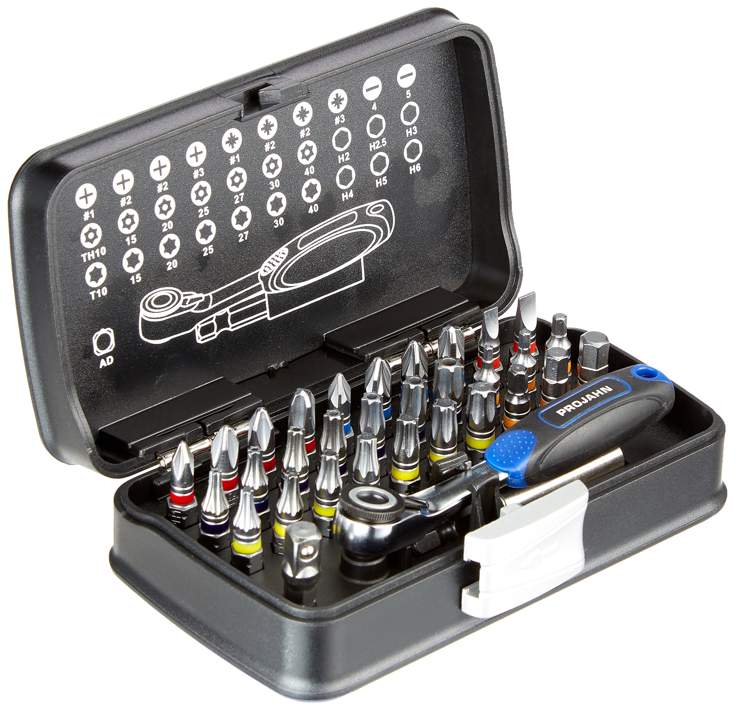 Projahn 1/4 Color-Bit-Box with Mini-Bit Ratchet 33 Pieces one Size