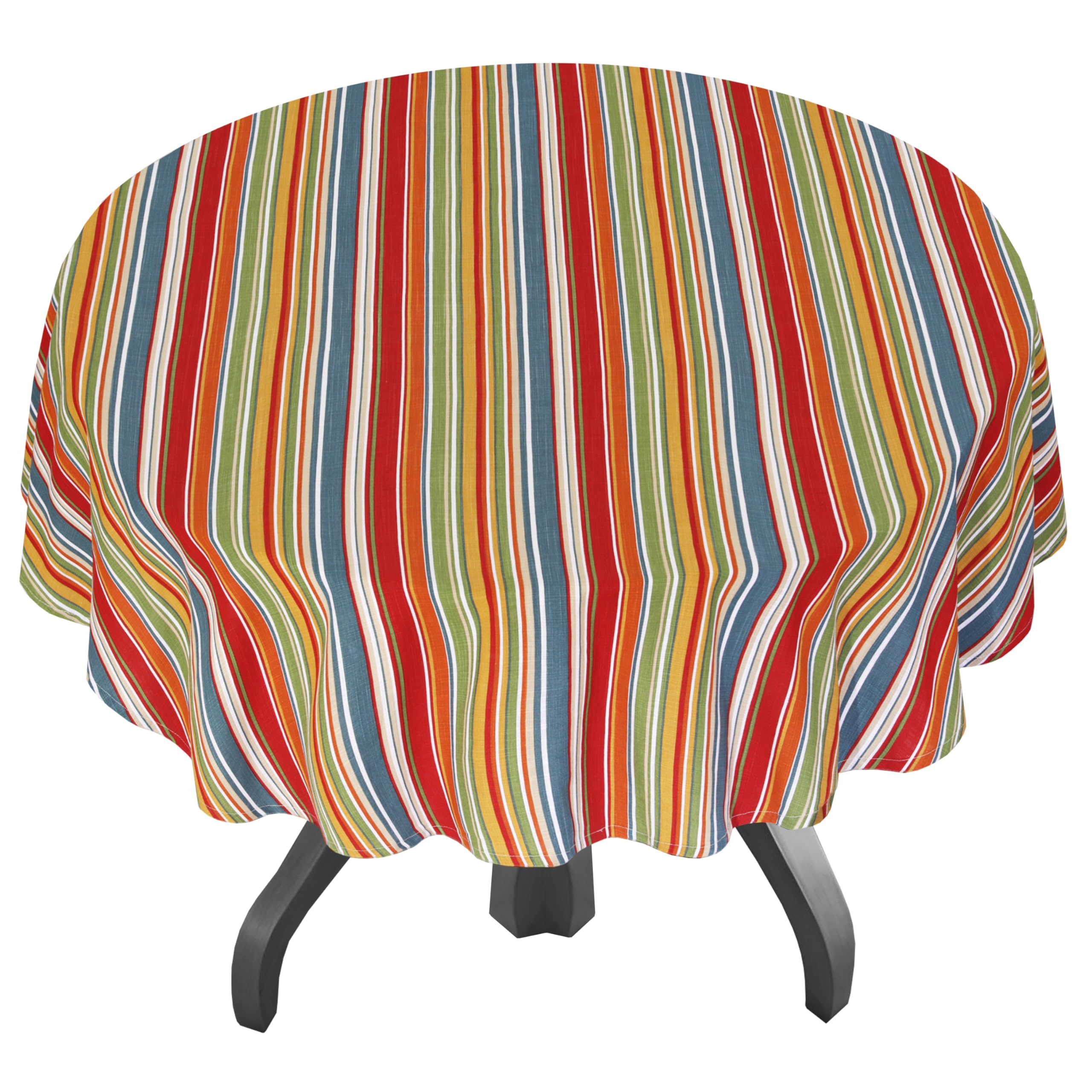 Ruvanti Round Tablecloth 70 Inch for 3-6 Feet Tables, Round Table Cover is Stain Resistant, Washable. Perfect for Indoor, Outdoor Tablecloth, Kitchen, Dining, Wedding Parties, Holiday - Multi Stripe