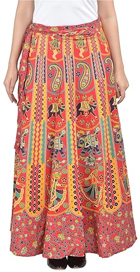 Women's A-Line Skirt (SKT3143_Orange_Free Size)