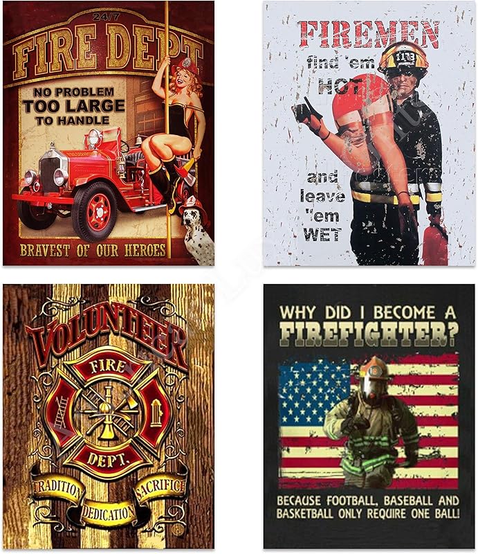 Fire Department Vintage Signs 4 Image Set 8 x10"s Wall