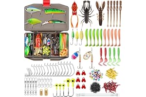 GOTOUR Fishing Lures Accessories Kit with Tackle Box, Fishing Hooks Minnow Crankbait Frog Popper Lure Worm Fishing Spoon Spinner Bait for Bass Crappie, Fishing Gear Freshwater Equipment Gifts for Men