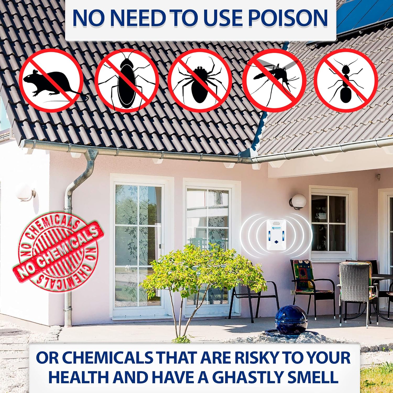 ES-2, Ultrasonic Pest Repeller Wall Plug-in, Most Effective than Repellents, Get Rid Of - Roaches, Ants, Spiders, Bed Bugs, Мosquito, insects, Fleas, Rodents, Squirrels, Mice, Rats, Bats, (2Pack) : Garden & Outdoor