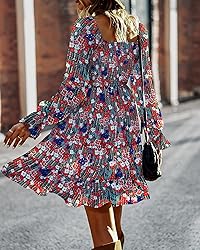 BTFBM Women Square Neck Smocked Dresses 2024 Summer