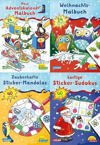 Download Weihnachtsspaß mit Adventskalender und Stickern 24. (4x1 Exemplar): Adventskalender-Malbuch - Sticker-Malbuch - Sticker-Sudoku - Sticker-Mandalas PDF