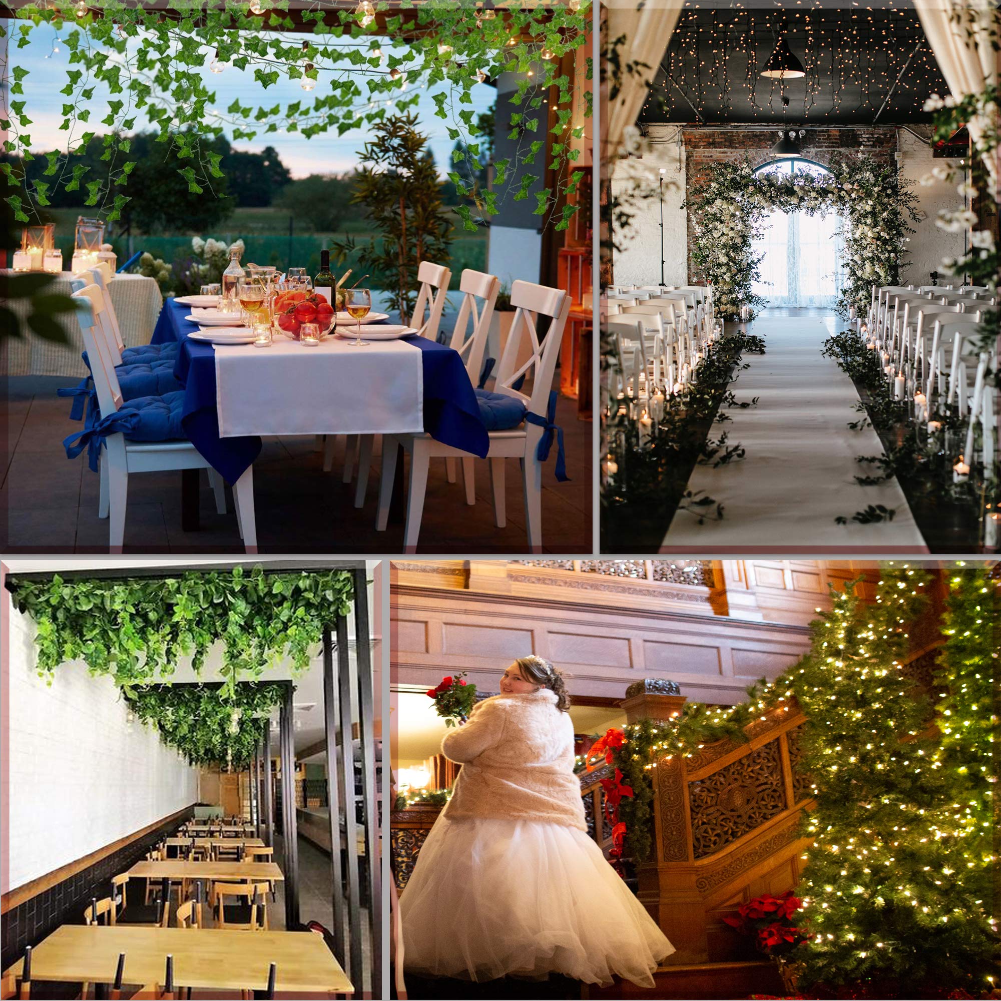 Ivy garland artificial faux plant 12pcs (84FT) Garland Fake Ivy Vine Hanging Plant for Home office garden Christmas Wedding indoor & outdoor party decorations.