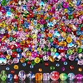 Glass Beads Bulk for Jewelry Making, Suncatchers, Crafts, Crystal Beads | 636pcs, mixed, assorted colorful, faceted, with holes, for bracelets, earring, necklace