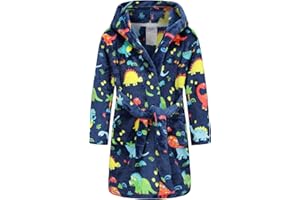 FunnyPaja Boys Soft Fleece Robes Plush Hooded Bathrobes Sleepwear for Kids 1-16 Years
