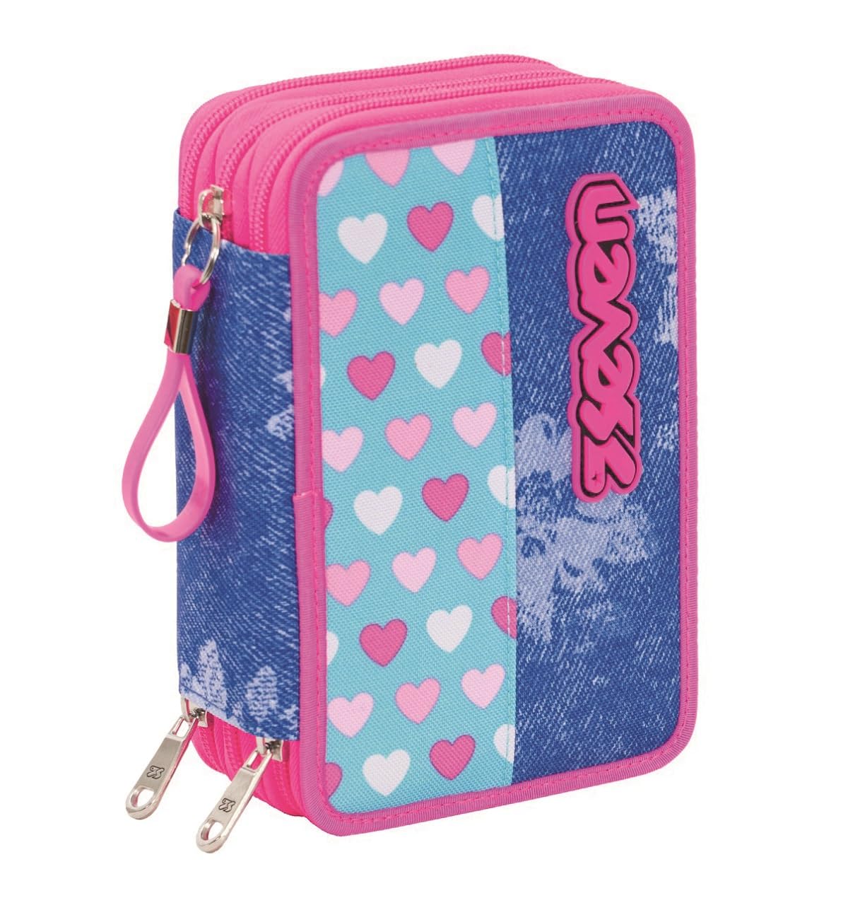 Seven Pencil case - Pen bag, multicolor, Box for Stationery, Pen Pouch filled with Pens, Markers & more, Perfect for School Supplies, for Teen Girls and Boys, 3 compartments, XXL FLYING DREAMS