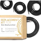 fuxton Zero Gravity Bungee All in Replacement kit, Replacement Cord for Zero Gravity Chair, Outdoor Recliner, Patio Furniture Repair kit, 4 Cords - Black