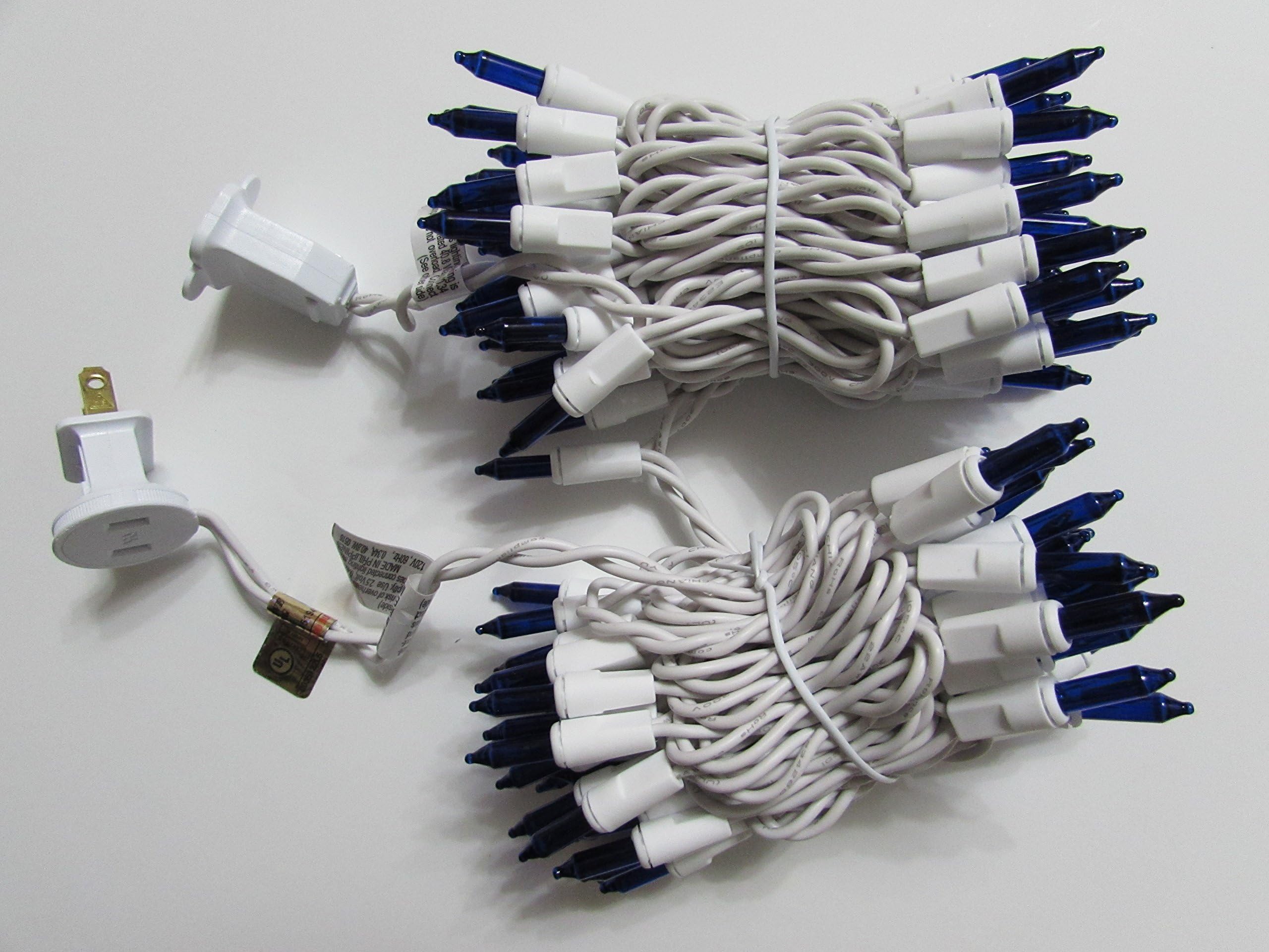 Holiday Essentials100 Ultra-Brite Blue Lights with White Wire - Indoor/Outdoor Use - UL Listed
