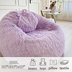 LIFEREVO Fluffy Faux Fur Bean Bag Chair Cover