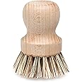 Redecker Natural Fiber Bristle Pot Brush, Untreated Beechwood Handle, Heat-Resistant Union Fiber Head for Cleaning Pots, Pans