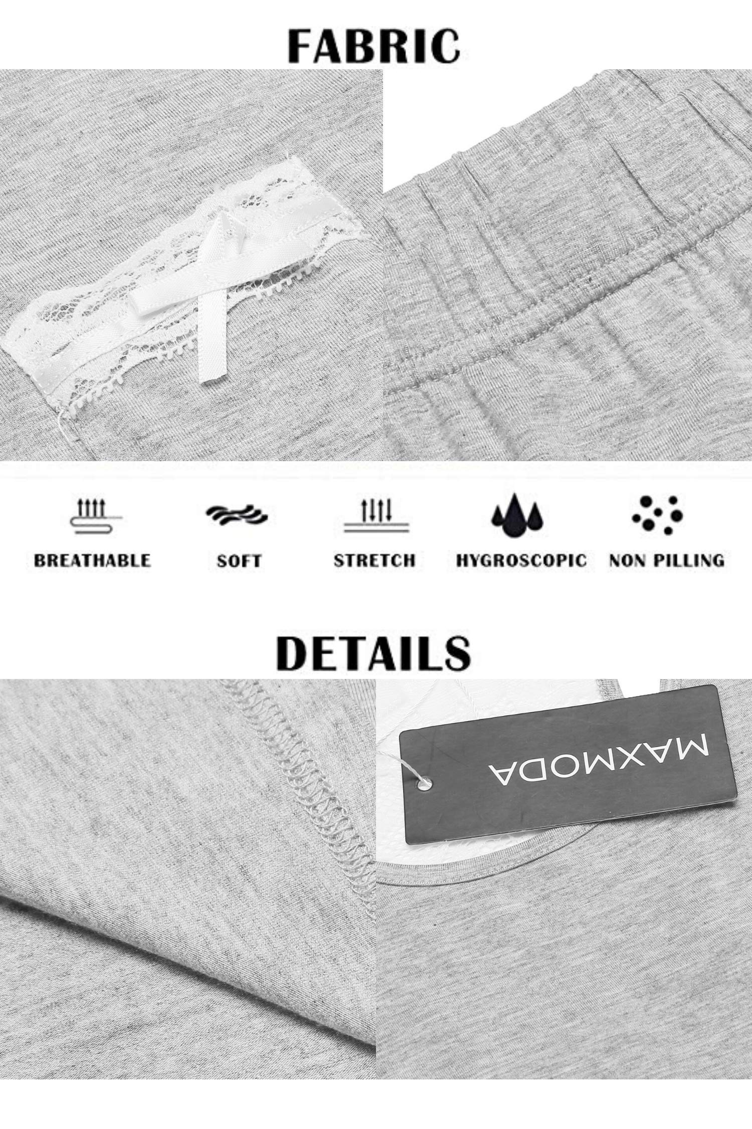 MAXMODA Women\'s Lace Sexy Pajama Set Sleeveless PJ Tank and Shorts Sleepwear Heather Grey S