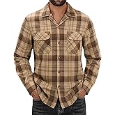 Alimens & Gentle Mens Flannel Shirts Long Sleeve Casual Plaid Button Down Shirt Jacket Work Daily Shackets with Pockets