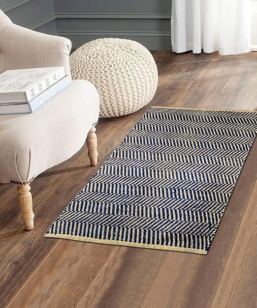Amazon Com The Home Talk Handmade Jute Cotton Chevron Area Rug