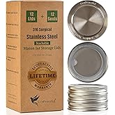 EcoPeaceful 316 Surgical Stainless Steel Mason Jar Lids WIDE Mouth -ORIGINAL DESIGN- Stackable w/Pull-Tab Silicone Seal. Rust