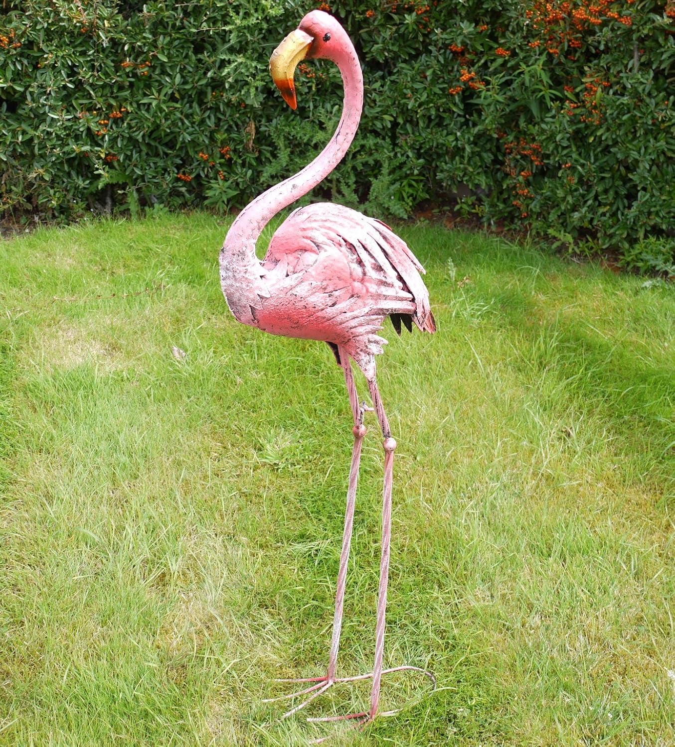 Get Goods Large Flamingo Garden Ornament 120cm Tall/Pink Metal Outdoor Bird Sculpture