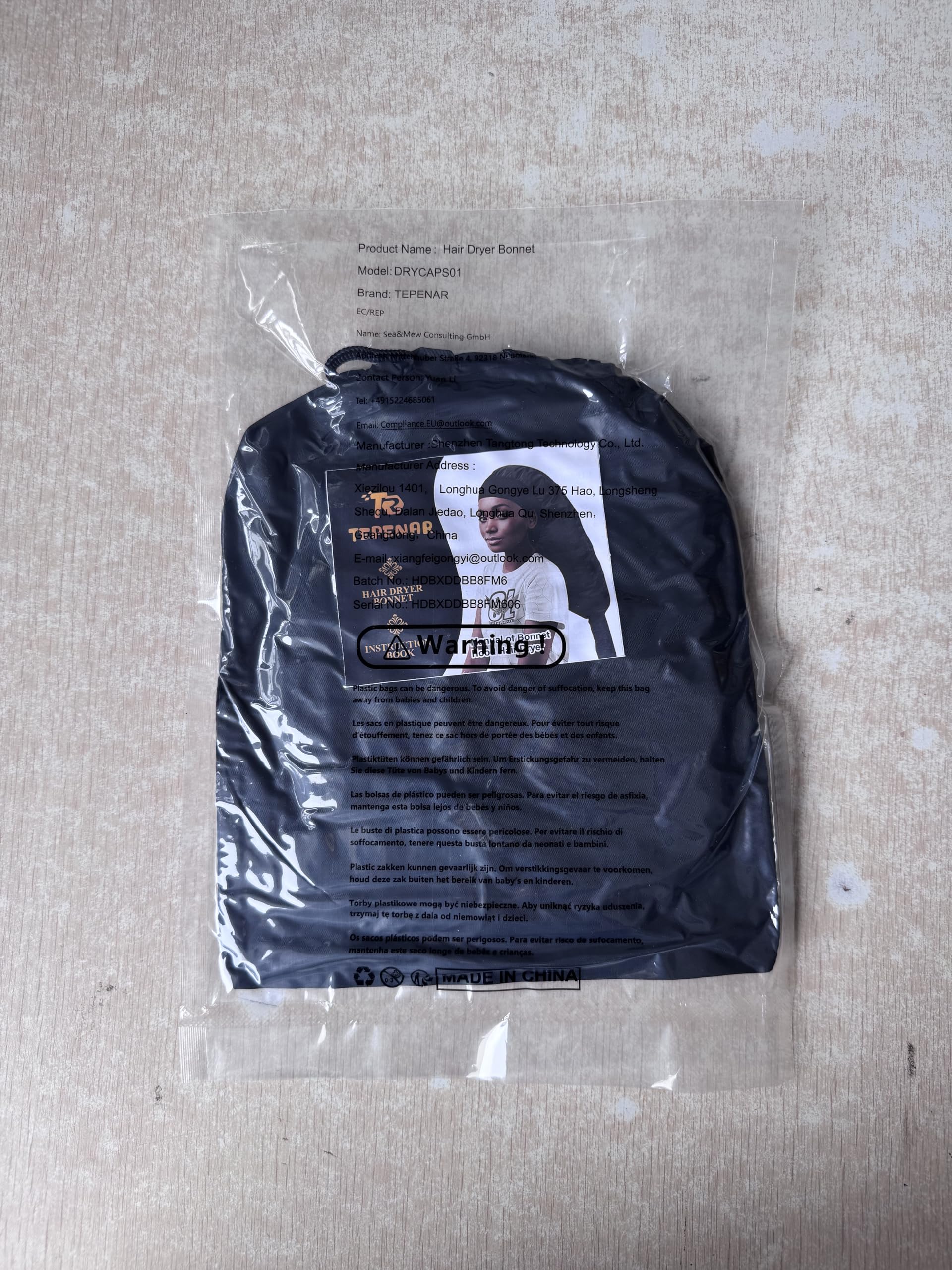 TEPENAR Hair Dryer Bonnet Attachment: Upgraded Extra Large Hooded Dryer Adjustable Hair Dryer Caps - Easy to Use for Natural Curly Textured Hair Care Styling Fast Drying - Black