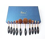 Goldrose 10pcs Elite Oval Mermaid Multipurpose Toothbrush Powder Makeup Brush Set Tool (Rose Gold)