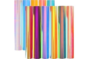 Stardustworkx Opal Holographic Heat Transfer Vinyl 11 Pack Holographic Iron on Vinyl Rainbow Vinyl Glitter HTV Metallic HTV S