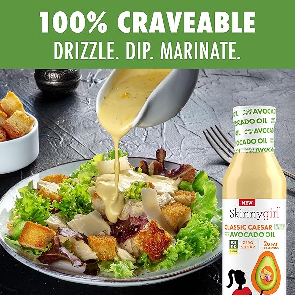 SKINNYGIRL SUGAR FREE GLUTEN FREE AVOCADO OIL SALAD DRESSING, CREAMY CAESAR, 11.5 OUNCE