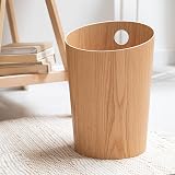 Kazai Bennet Design Paper Bin Oak Real Wood Veneer Office Waste Basket view 2